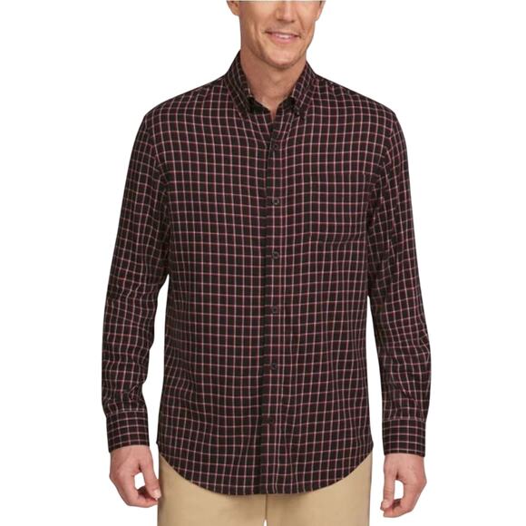 Lands' End Men's Brushed Twill Button-Down Shirt in Red Size XL - Picture 2 of 5